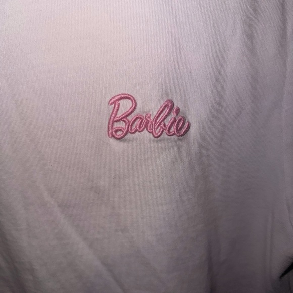 Zara Barbie White T-Shirt Pink Logo Tee Barbiecore Women’s XL - Picture 4 of 5